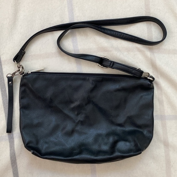 2 Piece Faux Leather Black Tote and Crossbody Purse Set - Picture 11 of 16